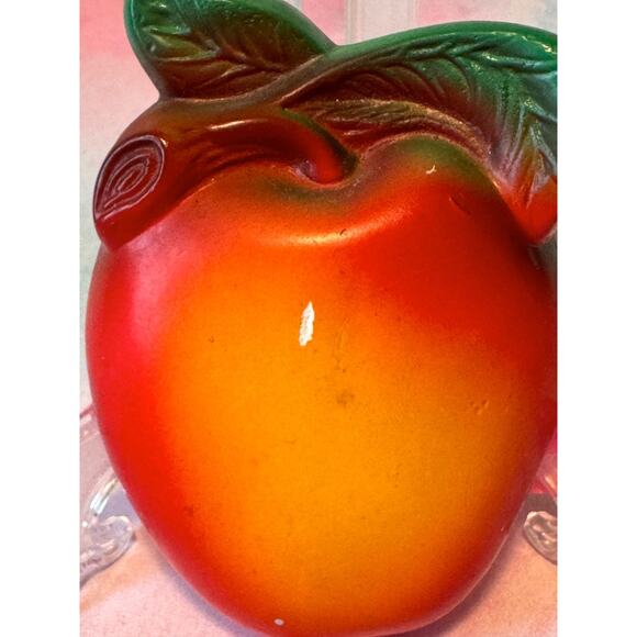 Vintage Chalkware Apple Wall Plaque – Retro Kitchen Fruit Décor, 1950s–1960s - Picture 2 of 9